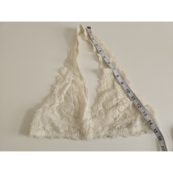Free People Galloon Floral Lace Halter Boho Bralette Womens Size Medium Ivory - Picture 12 of 12